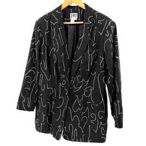 Vintage 90s JRT Black White Artistic Graphic Oversized Blazer Jacket